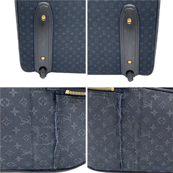 190425AX (S6) Louis Vuitton Carry Case Annette 55 Navy Blue Monogram Mini Lin - Picture 8 of 14